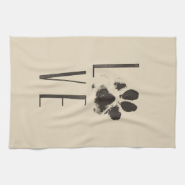 Kärlek med Pet Paw Print Brown Grunge Typography Kökshandduk