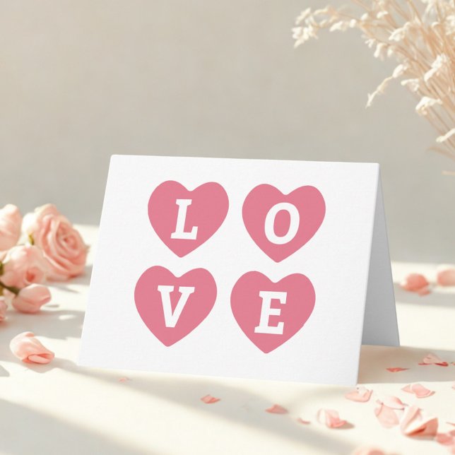 Kärlek Med Rosa Hjärtan Alla Hjärtans Dag-Kort Kort (Skapare uppladdad)