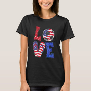Kärlek med USA flagga flip-floddräkten Manar B T Shirt
