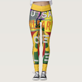 Kärlek-meddelande i Rasta Färg Art-utskrift Leggings