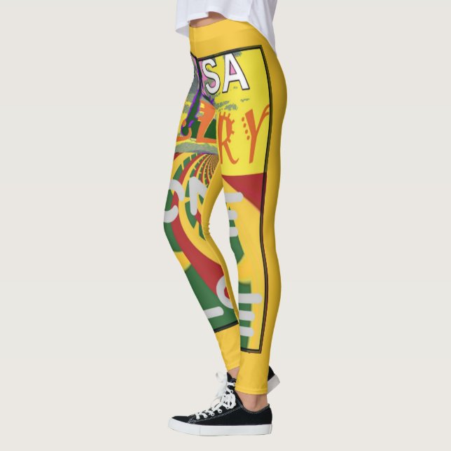 Kärlek-meddelande i Rasta Färg Art-utskrift Leggings (Vänster)