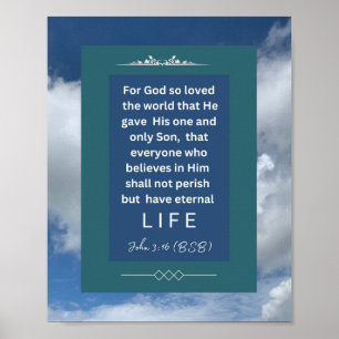 Kärlek-meddelande - John 3-16 - 8 x 10-Poster Poster