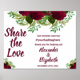  Kärlek Media Bröllop RedFlower-skylt i Social Poster