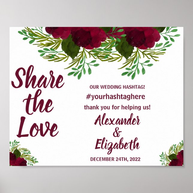  Kärlek Media Bröllop RedFlower-skylt i Social Poster (Framsidan)