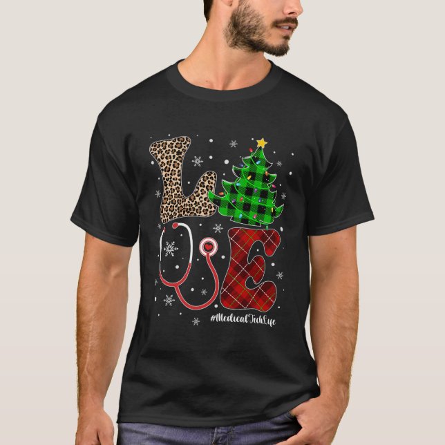 Kärlek Medical Tech Life Leopard Julgran Buff T Shirt (Framsida)