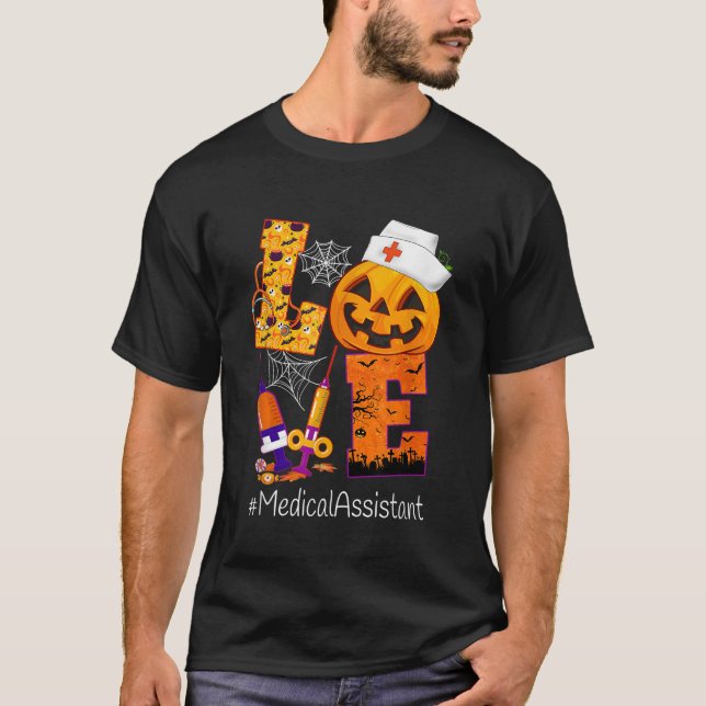 Kärlek Medicinsk assistent Halloween Costume Pumpk T Shirt (Framsida)
