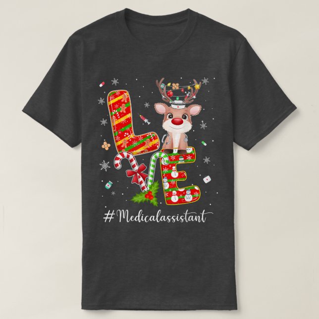 KÄRLEK Medicinsk assistent Reindeer Candy cane Chr T Shirt (Design framsida)
