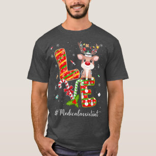 KÄRLEK Medicinsk assistent Reindeer Candy cane Chr T Shirt
