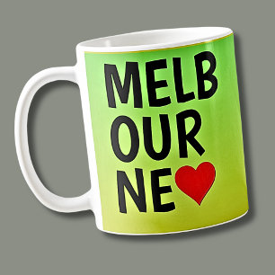 Kärlek Melbourne (eller din text) Hjärtat på Grönt Kaffemugg
