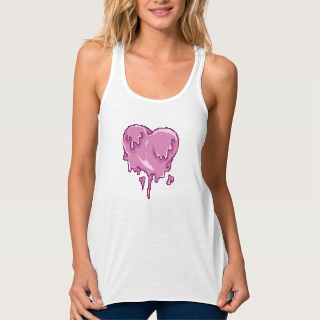 Kärlek Melt Pixel Art Linne Med Racerback (Framsida)