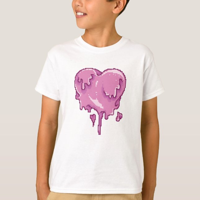 Kärlek Melt Pixel Art T Shirt (Framsida)