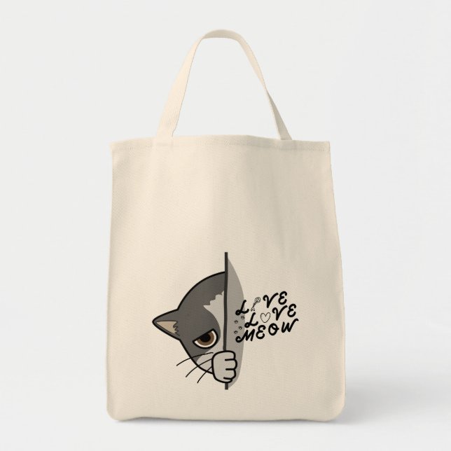 kärlek meow cat lover design #catlover #catlife #c tygkasse (Framsidan)