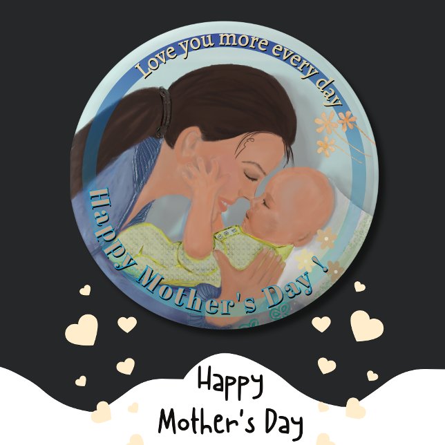 Kärlek, mer Mors dag-knapp Knapp (Love you more Mother's Day Button)