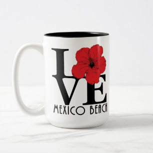 KÄRLEK Mexiko Beach 15oz Red Hibiscus Två-Tonad Mugg