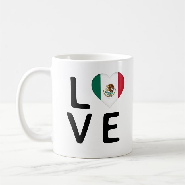 Kärlek - Mexiko Flagga Kaffemugg (Vänster)