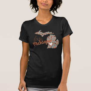 Kärlek Michigan med vallmo Blommigt T Shirt