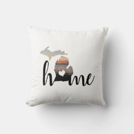 Kärlek Michigan-typografi med hjärta Kudde