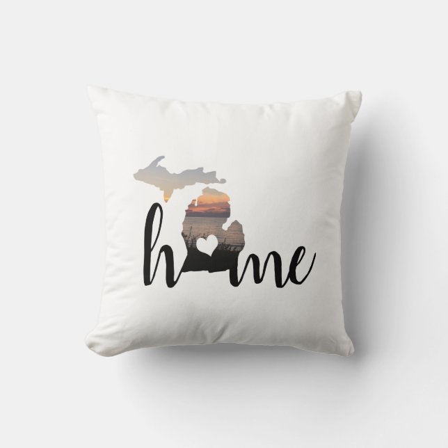 Kärlek Michigan-typografi med hjärta Kudde (Framsida)