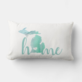Kärlek: Michigan Watercolor Silhouette Lumbarkudde