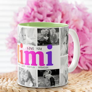 Kärlek Mimi multifärgad modern 10-fotokollage Två-Tonad Mugg