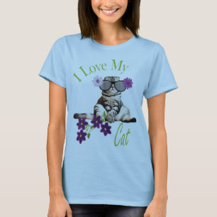 Kärlek Min Blommigt för katt T Shirt