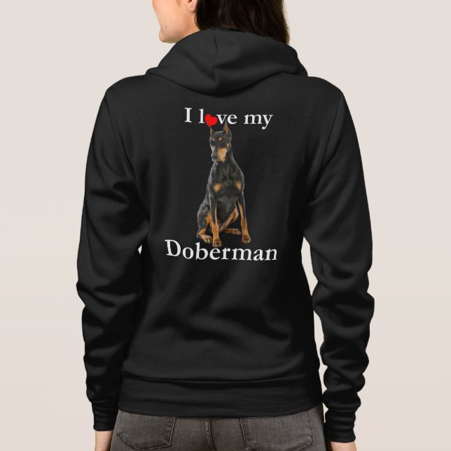 Kärlek Min Doberman Hoodie T-shirt (Baksida)
