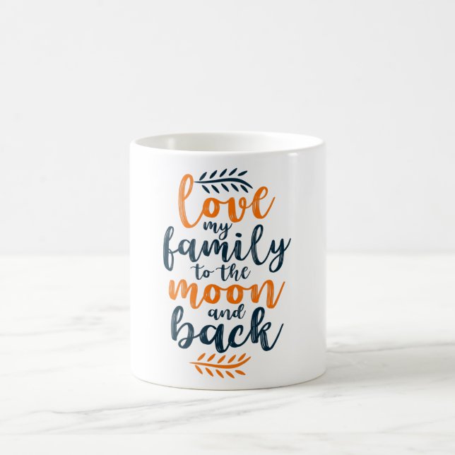 Kärlek min familj till måne och bak kaffemugg (Center)