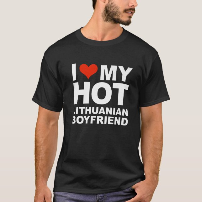 Kärlek Min Hett Litauens boyvän Valenti Litauen Va T Shirt (Framsida)