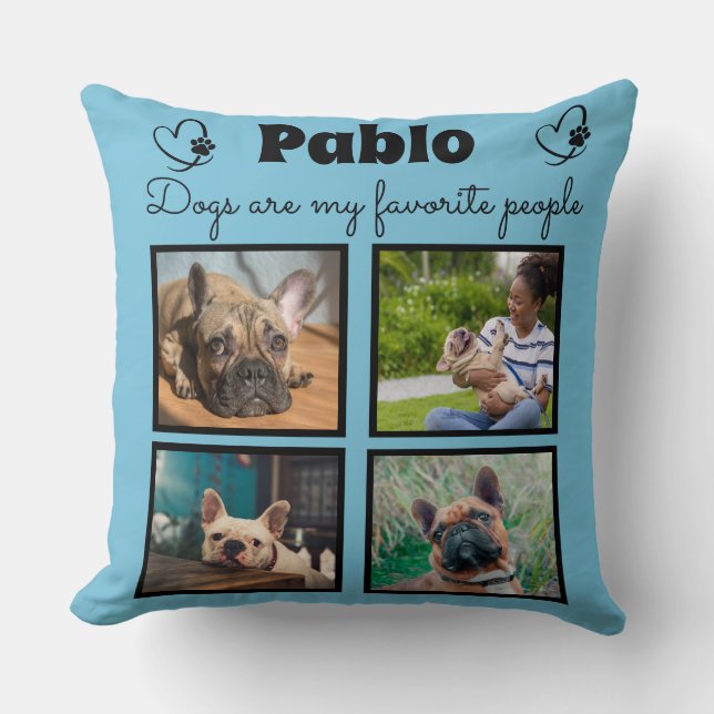 Kärlek min hund - 4 fotoanpassad kollage kudde (Framsida)