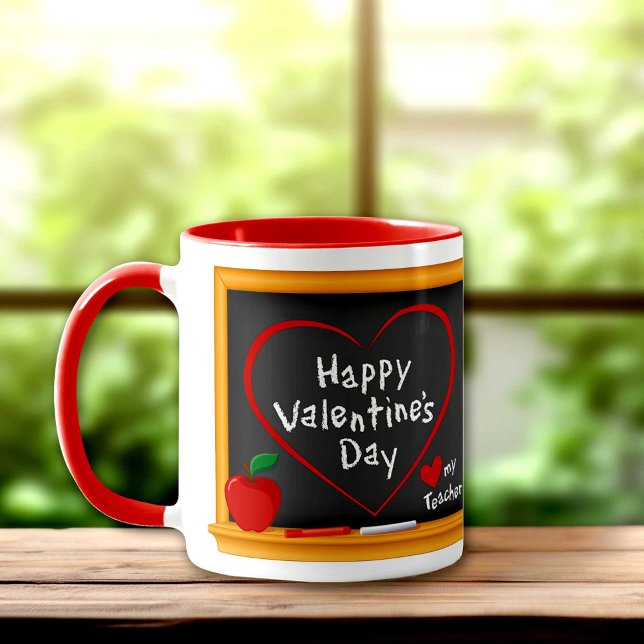 Kärlek Min lärare! Glad Alla hjärtans dag! Mugg (Love My Teacher! Happy Valentine's Day! Mug)