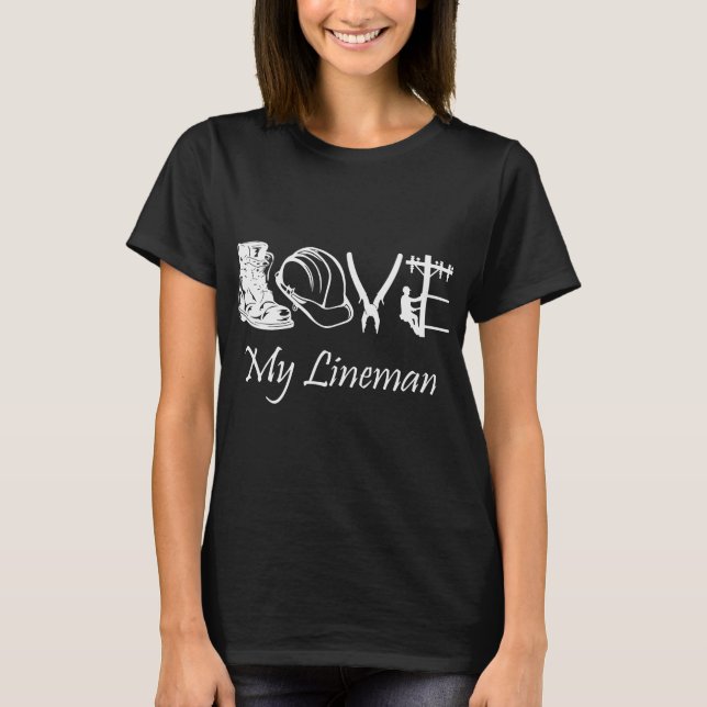 Kärlek Min lineman Electric Cable fnyj T Shirt (Framsida)