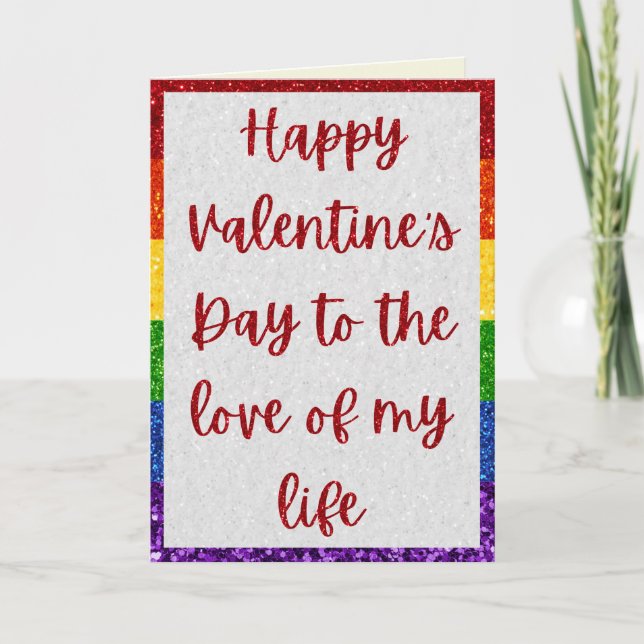 Kärlek Min Livs LGBT Pride Glitter Alla Hjärtans D Kort (Framsida)