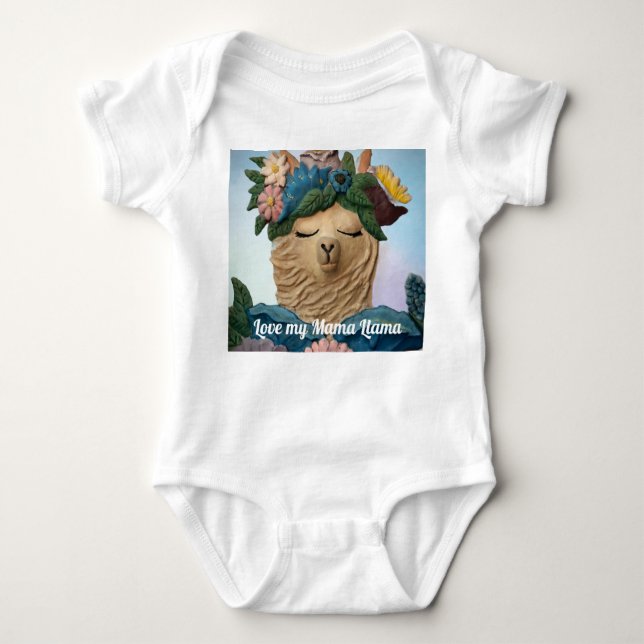 Kärlek min Mamma Llama-bära i baby T Shirt (Framsida)