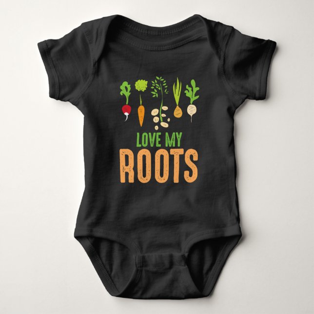 Kärlek min Roots Vegetables Gardener Funny  T Shirt (Framsida)