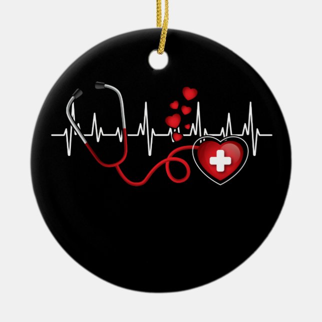 Kärlek min sjuksköterska, Glad Alla hjärtans dag Julgransprydnad Keramik (Framsidan)