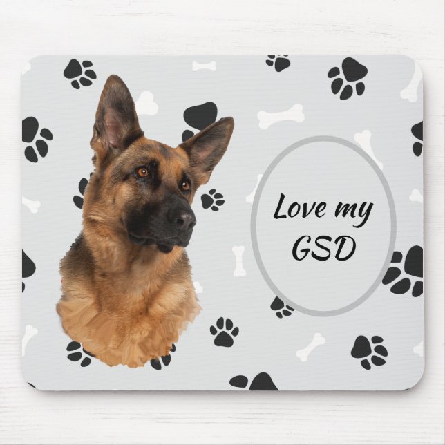 Kärlek Min tyska Shepherd Hund Pawprint Mouse Pad Musmatta (Framsidan)