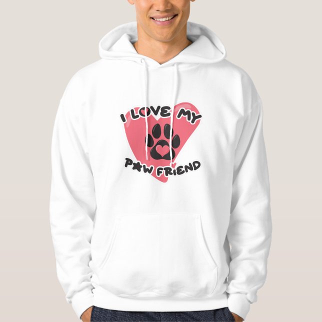Kärlek min vän tass - Valentines day Gift Hoodie (Framsida)