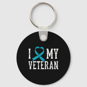 Kärlek: Min veteran Teal Ribbon Ptsd Exfit Gift Id Nyckelring