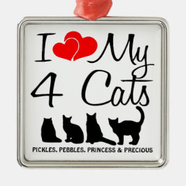 Kärlek Mina fyra katter Julgransprydnad Metall