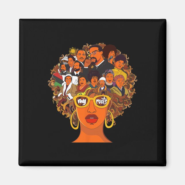 Kärlek mina rötter tillbaka kraftfull svart histor magnet (Framsidan)