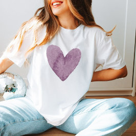Kärlek minimalistiskt Watercolor Lila Heart-Trendi T Shirt