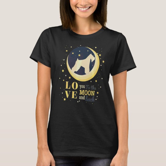 Kärlek minister Schnauzer Hund till Måne T Shirt (Framsida)
