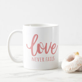 Kärlek Misslyckas aldrig - 1 korintianer 13:8 Rosa Kaffemugg