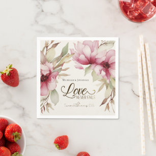 Kärlek Misslyckas aldrig Bible Verse Rosa Blommigt Pappersservett