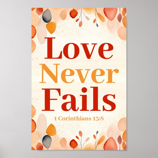 Kärlek misslyckas aldrig Boho Christian Wall Art P Poster (Framsidan)