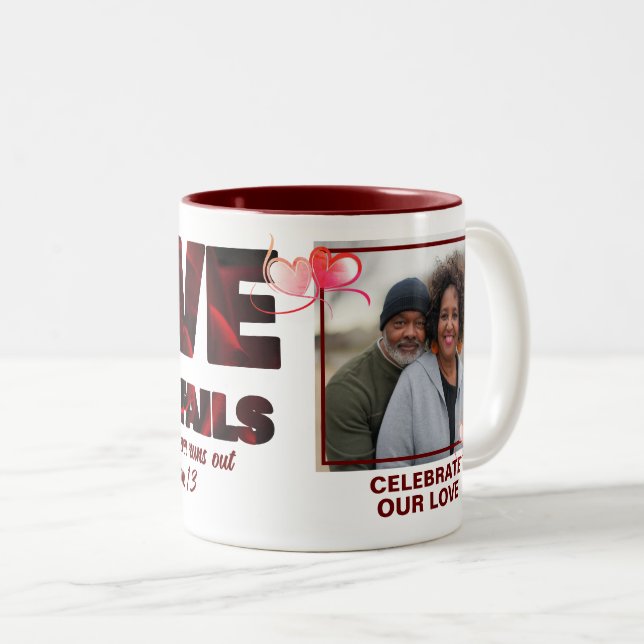 KÄRLEK MISSLYCKAS ALDRIG Christian Photo Två-Tonad Mugg (Framsida höger)