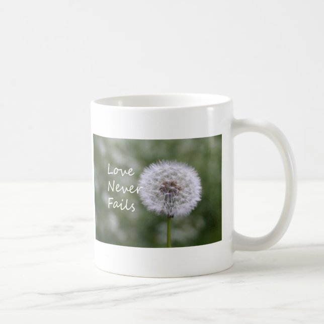 Kärlek Misslyckas aldrig Dandelion1 Corinthians 13 Kaffemugg (Höger)