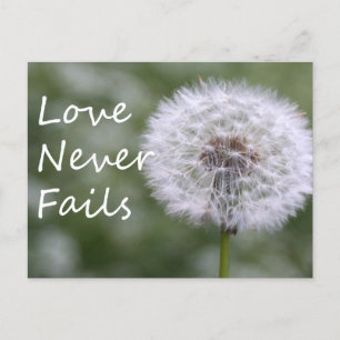 Kärlek Misslyckas aldrig Dandelion1 Corinthians 13 Vykort