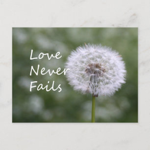 Kärlek Misslyckas aldrig Dandelion1 Corinthians 13 Vykort
