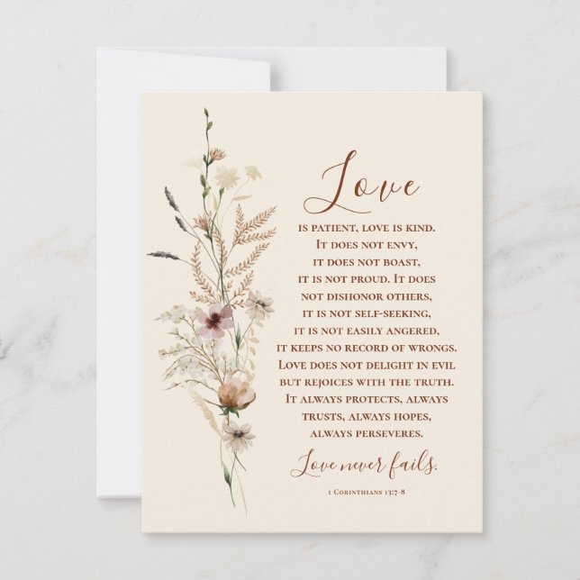 Kärlek Misslyckas aldrig det Grattis bibelkortet B (Framsida)